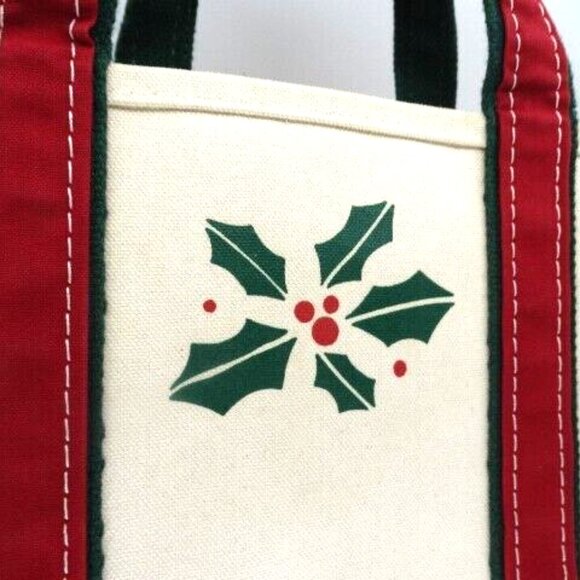 Rare Vintage L.L. Bean Christmas Holly Tote Bag, XL, 17" x 14" x 7" - Picture 3 of 6